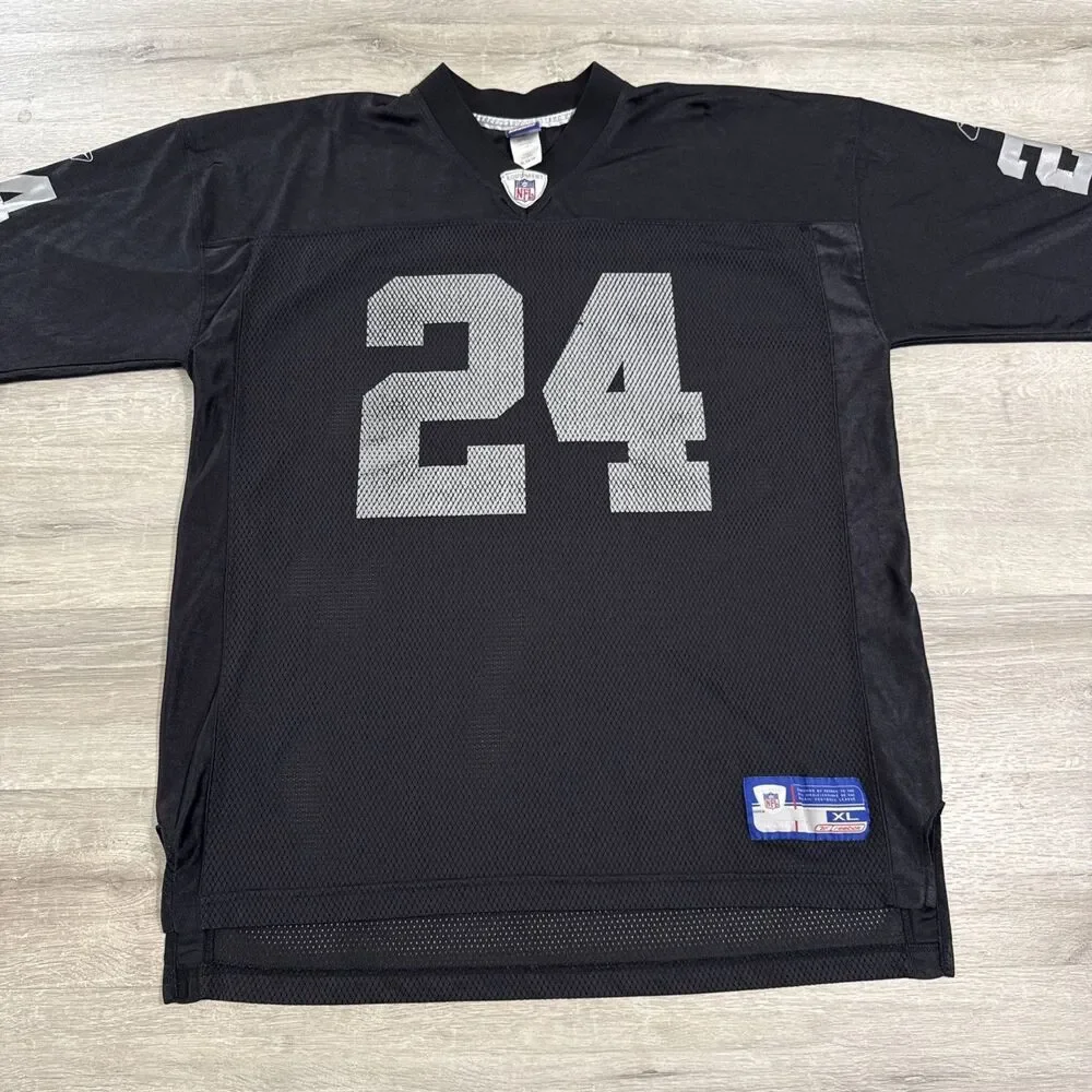 Charles Woodson Jersey Oakland Raiders NFL Reebok Men’s Black XL Throwback